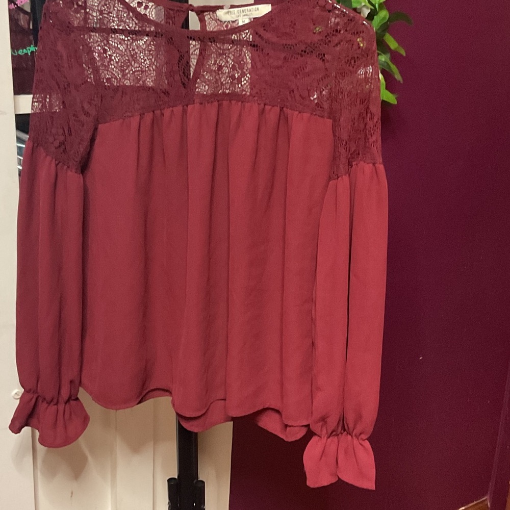 Elegant Burgundy Lace Blouse